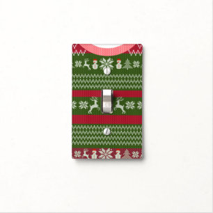 Ugly Christmas Knit Sweater Red & Green Christmas Light Switch Cover