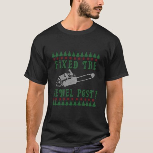 Ugly Christmas Knitted Design Fixed Newel Post T_Shirt