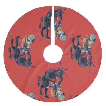 Ugly Christmas Krampus Antique Red Brushed Polyester Tree Skirt by funnychristmas at Zazzle