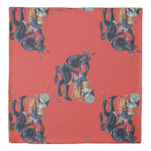 ugly christmas krampus antique red duvet cover
