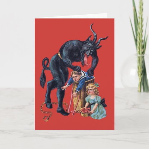 ugly christmas krampus antique red invitation