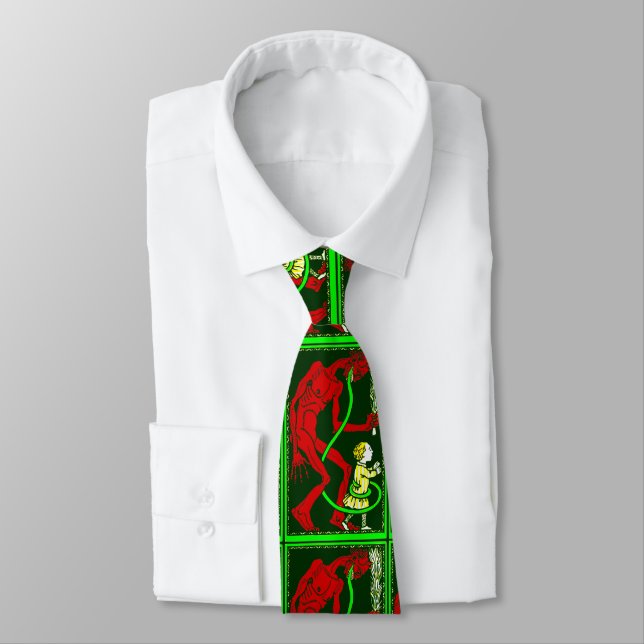 ugly christmas krampus child victorian neck tie (Tied)