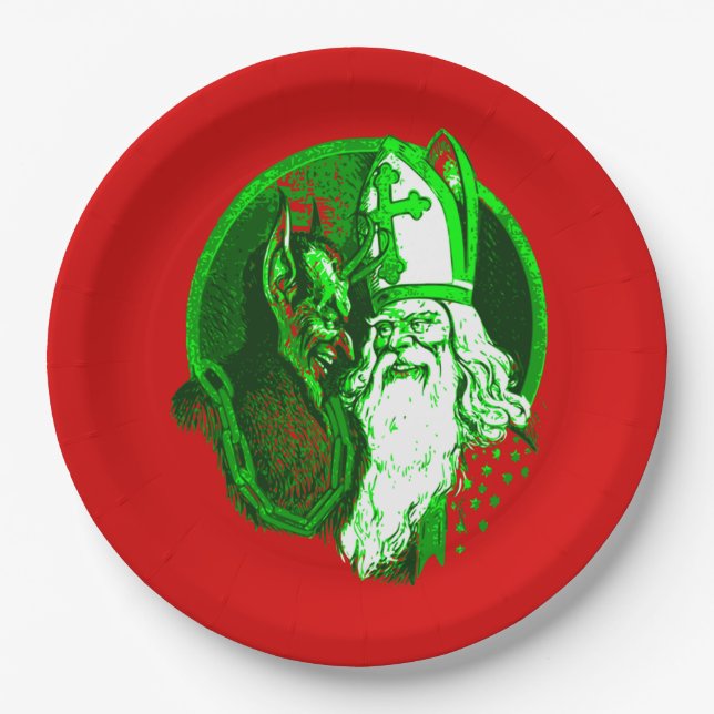 ugly christmas krampus st nicholas santa paper plates (Front)