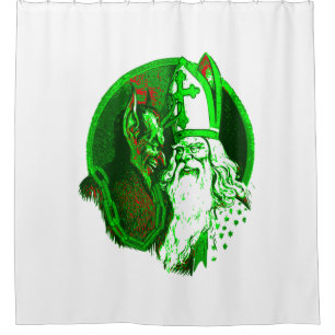 ugly christmas krampus st nicholas santa shower curtain