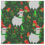 ugly christmas llama santa claus alpaca fabric