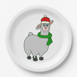 ugly christmas llama santa claus paper plates