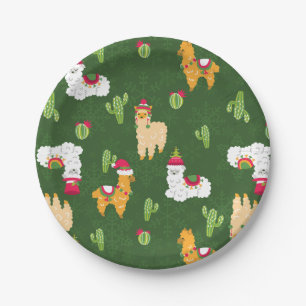 ugly christmas llama snowflakes cactus alpaca paper plates