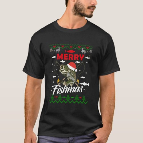 Ugly Christmas Merry Fishmas Fishing Fisherman Xma T_Shirt