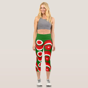 ugly christmas mod groovy green capri leggings