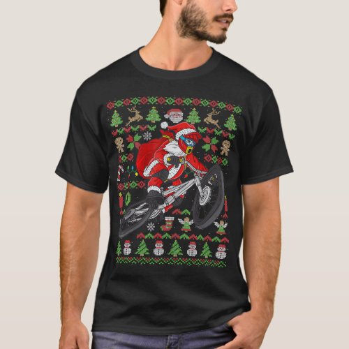 Ugly Christmas Mountain Bike Santa Claus BMX Chris T_Shirt