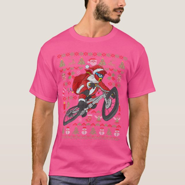 Ugly Christmas Mountain Bike Santa Claus Bmx Chris T-Shirt (Front)