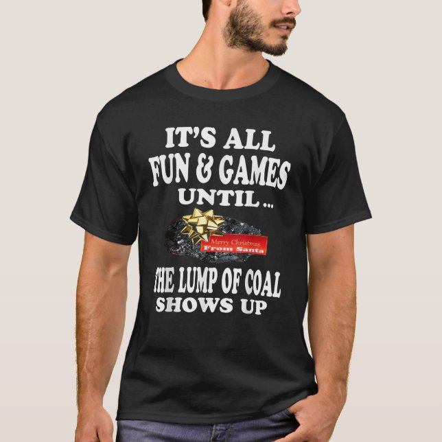Ugly Christmas Naughty Kid Men Women Lump Of Coal T-Shirt (Front)
