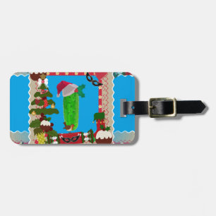ugly christmas pickle luggage tag