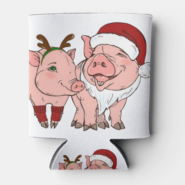 ugly christmas pig can cooler (Front)