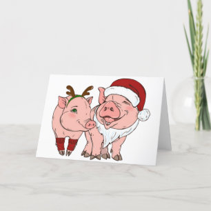 ugly christmas pig holiday card