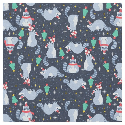 ugly christmas raccoon santa claus xmas tree fabric