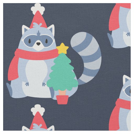 ugly christmas raccoon santa xmas tree cute  fabric