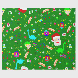 ugly christmas robot santa claus hotdog dinosaur  wrapping paper
