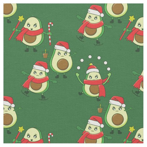 ugly christmas santa avocado coffee fabric