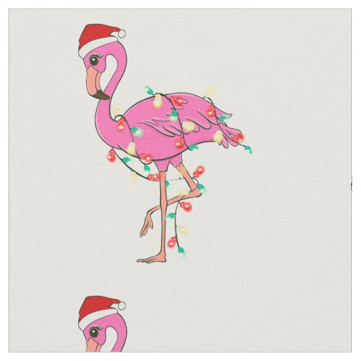 ugly christmas santa claus flamingo fabric