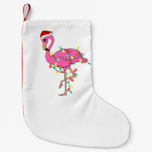 ugly christmas santa claus flamingo small christmas stocking