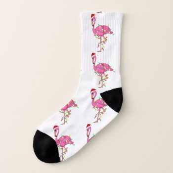 Ugly Christmas Santa Claus Flamingo Socks by funnychristmas at Zazzle