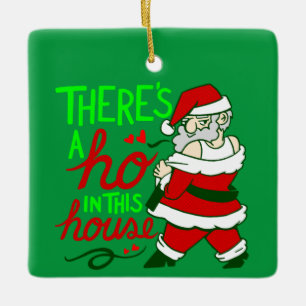 ugly christmas santa claus ho house ceramic ornament