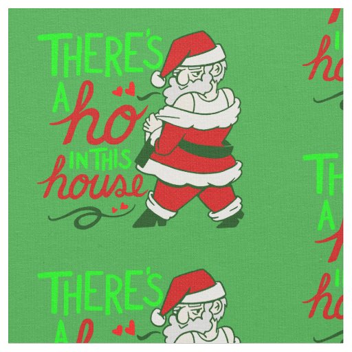 ugly christmas santa claus ho house fabric