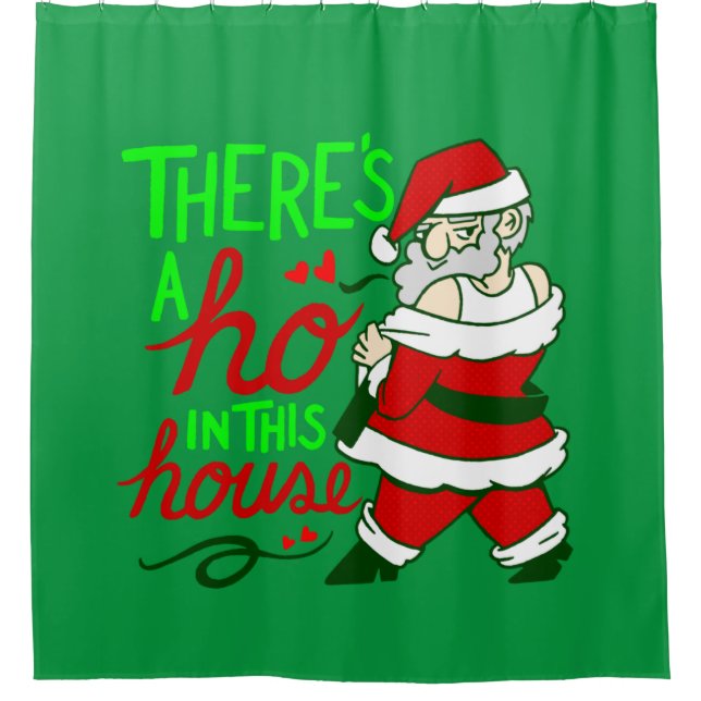 ugly christmas santa claus ho house shower curtain (Front)
