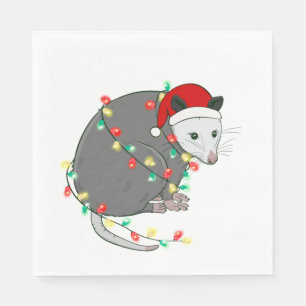 ugly christmas santa claus opossum napkins