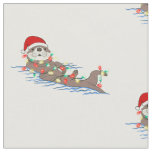 ugly christmas santa claus otter fabric