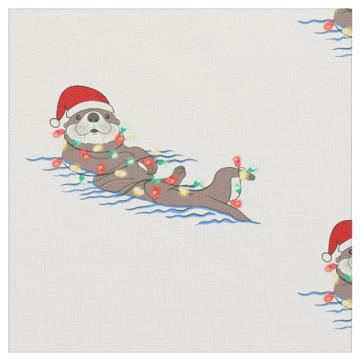 ugly christmas santa claus otter fabric
