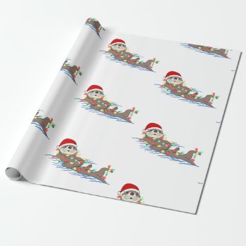 Ugly Christmas Santa Claus Otter Wrapping Paper by funnychristmas at Zazzle
