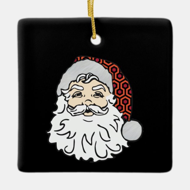 ugly christmas santa claus spooky hotel carpet ceramic ornament (Front)