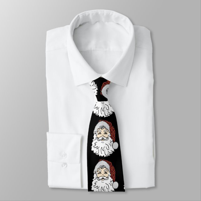 ugly christmas santa claus spooky hotel carpet neck tie (Tied)