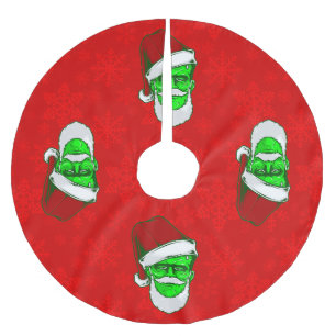 ugly christmas santa frankenstein monster snow brushed polyester tree skirt