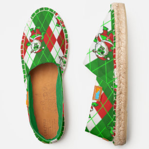 ugly christmas santa zombie argyle  espadrilles