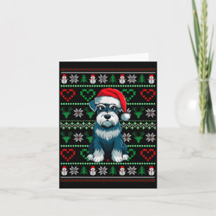 Ugly Christmas Schnauzer Dog Wearing Santa Hat Xma Card