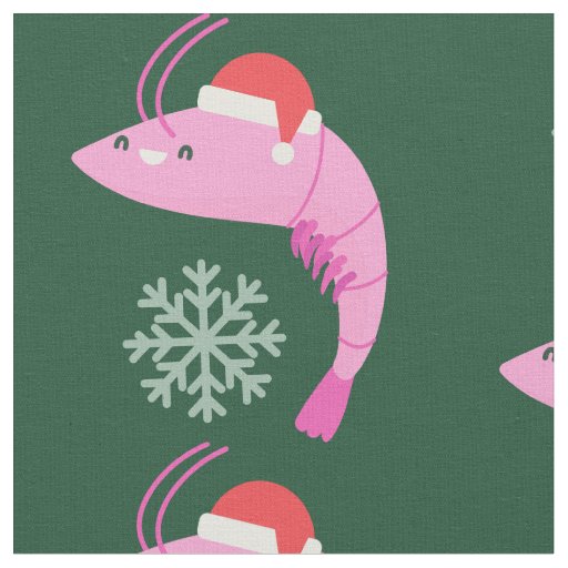 ugly christmas shrimp santa snowflake  fabric