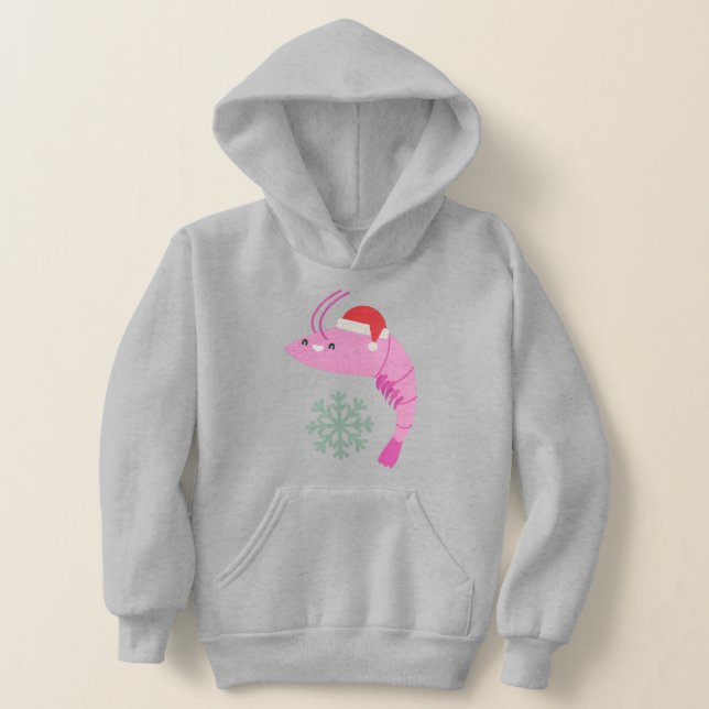 ugly christmas shrimp santa snowflake hoodie (Laydown)