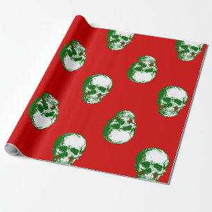 ugly christmas skull goth skeleton wrapping paper