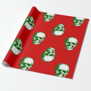 Santa Skull Goth Christmas Eco-Friendly Black Wrapping Paper, Kitschy  Creepmas Whimsigoth