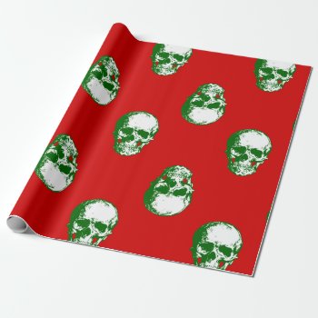 Ugly Christmas Skull Goth Skeleton Wrapping Paper by funnychristmas at Zazzle