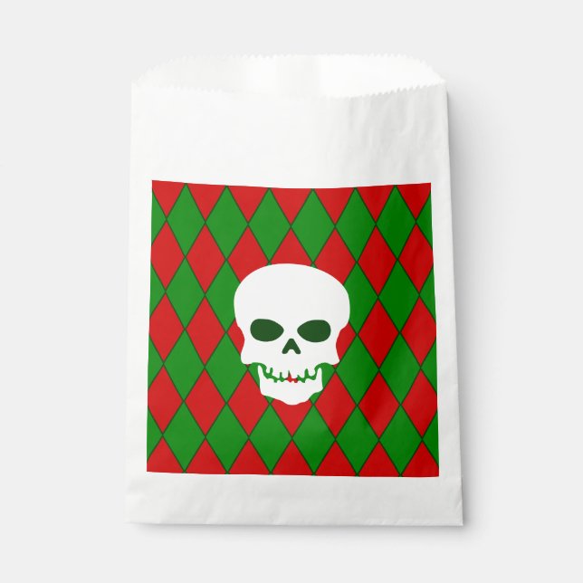  ugly christmas skull harlequin creepy favor bag (Front)