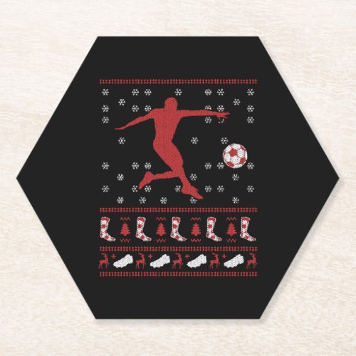 Ugly Christmas Soccer Funny Xmas Gift  Present Paper Coaster