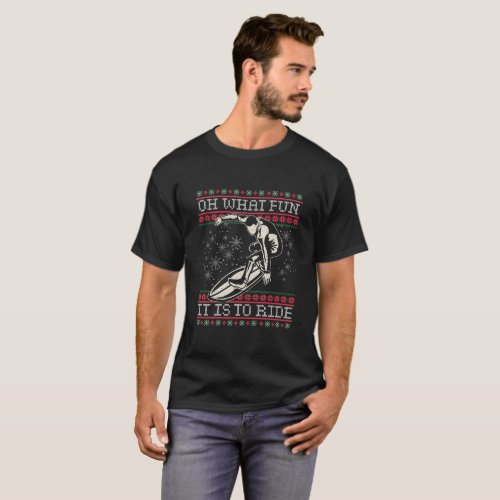 Ugly Christmas Surfing Oh What Fun it is to Ride T_Shirt