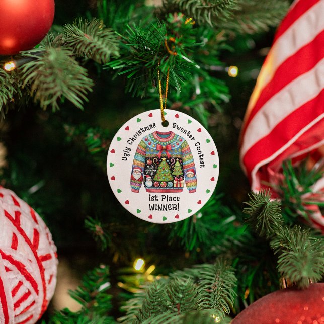 Ugly Christmas Sweater 1st Place Winner Prize Ornament (Creator Uploaded)