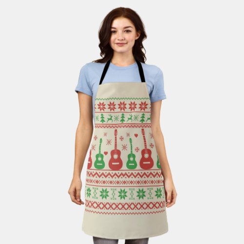 ugly christmas sweater acoustic guitar apron