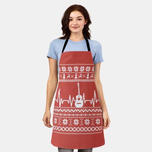 ugly christmas sweater acoustic guitar apron
