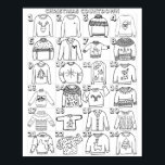 Ugly Christmas Sweater Advent Countdown Coloring Poster<br><div class="desc">Black and white ugly Christmas sweater advent coloring calendar,  different sweaters to color for each day of December before Christmas.</div>